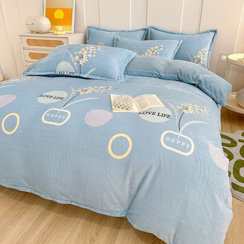 Class A milk velvet four-piece thickened velvet duvet cover winter four-piece velvet duvet cover double-sided velvet four-piece fitted sheet