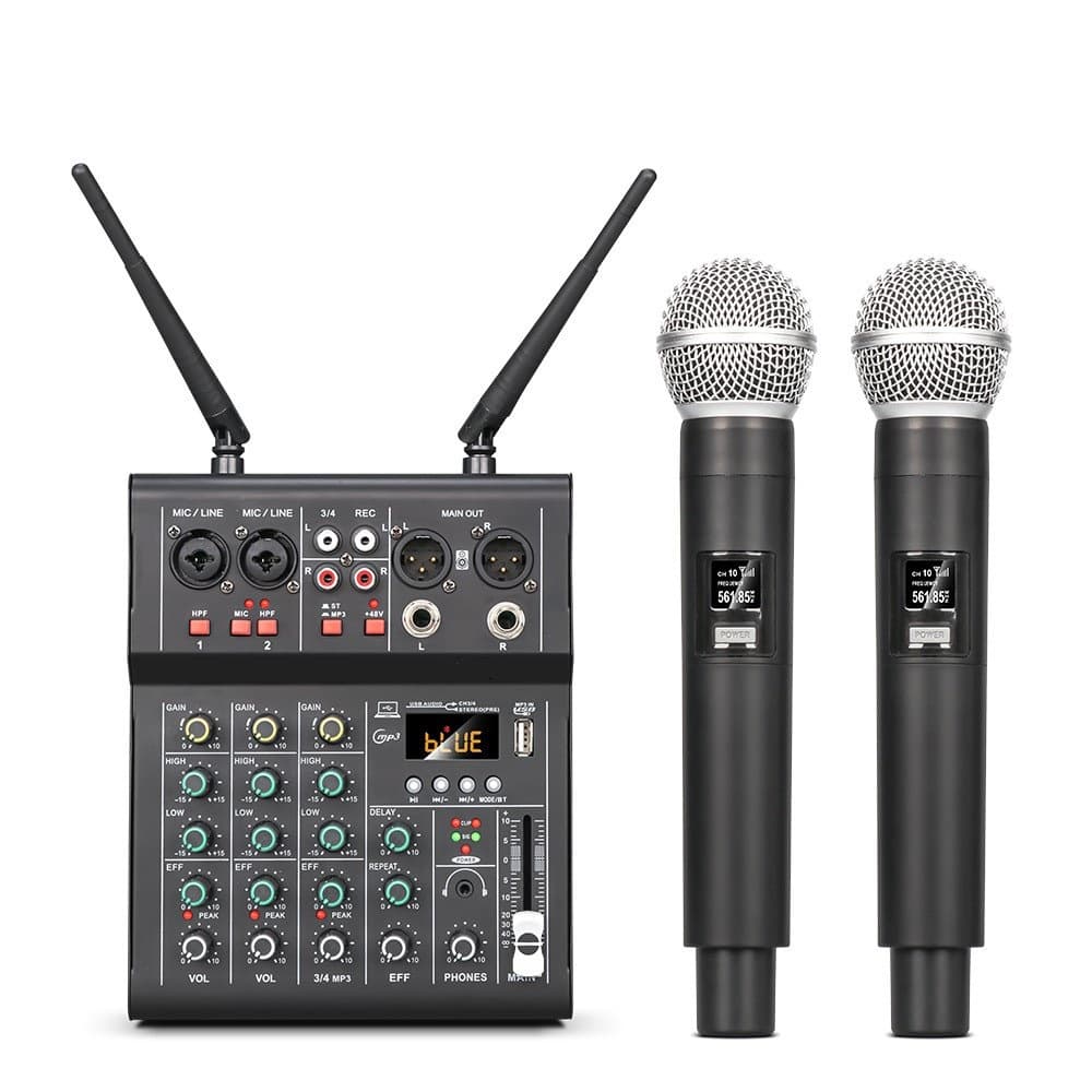 Cross-border 4-channel Mini Audio Mixer with Microphone for Phone and PC, Rechargeable Live Streaming Mixer