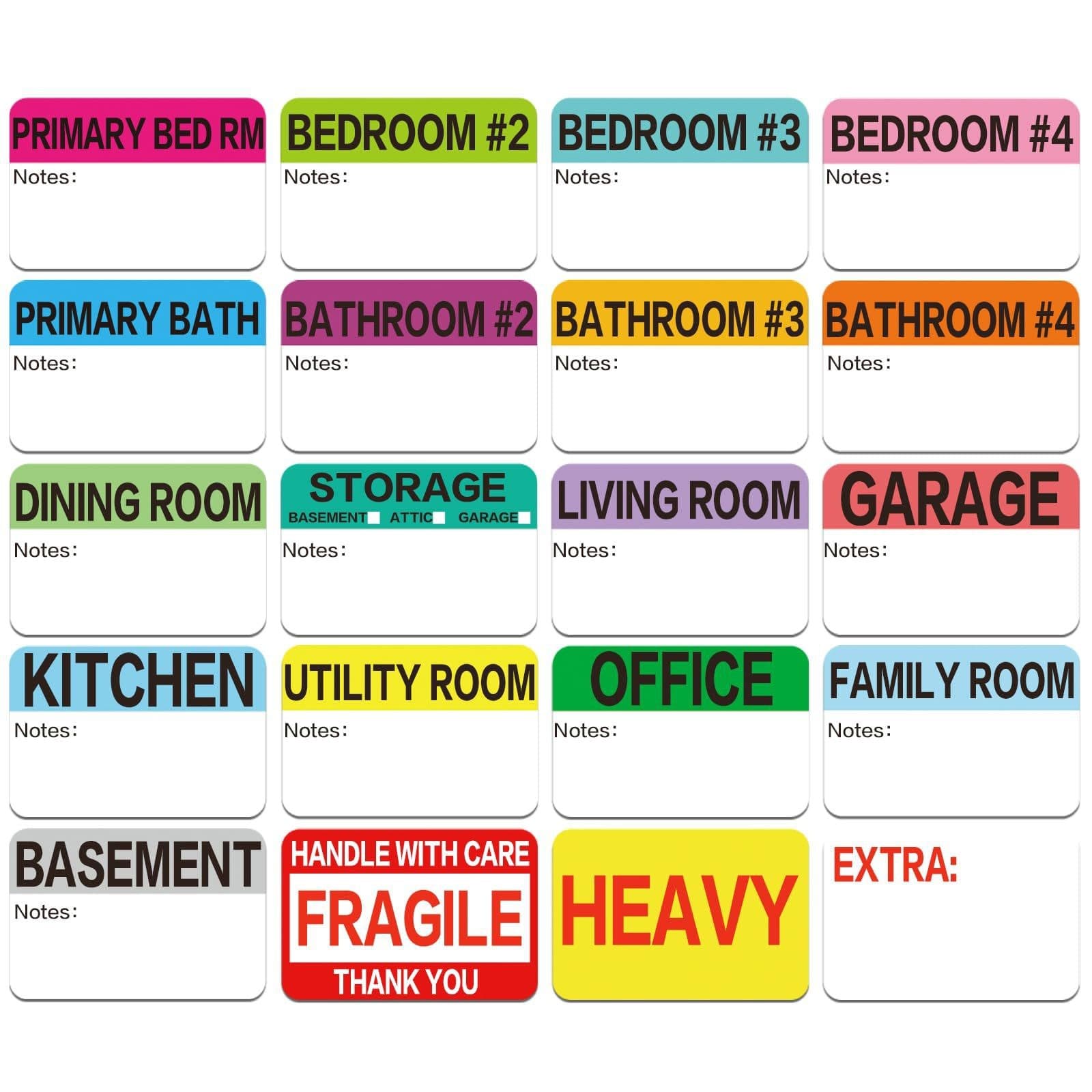 600 Moving Labels, 20 Designs Colorful Packaging Box Labels for Large Household Moves