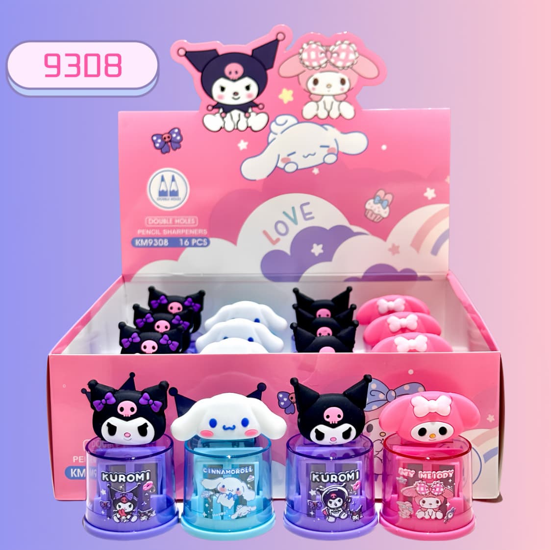 Adorable silicone shape pencil sharpener, cute round double hole pencil sharpener, Sanrio student pencil rotary sharpener and pencil sharpener