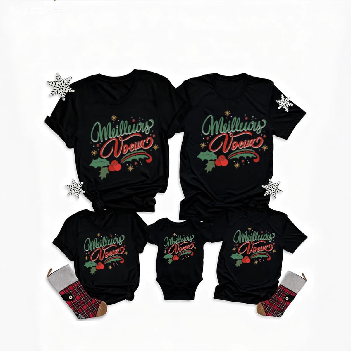 Merry Christmas Merry Christmas Gift New Year Group Wear Short Sleeve T-shirt Men and Women Parent-Child Wear