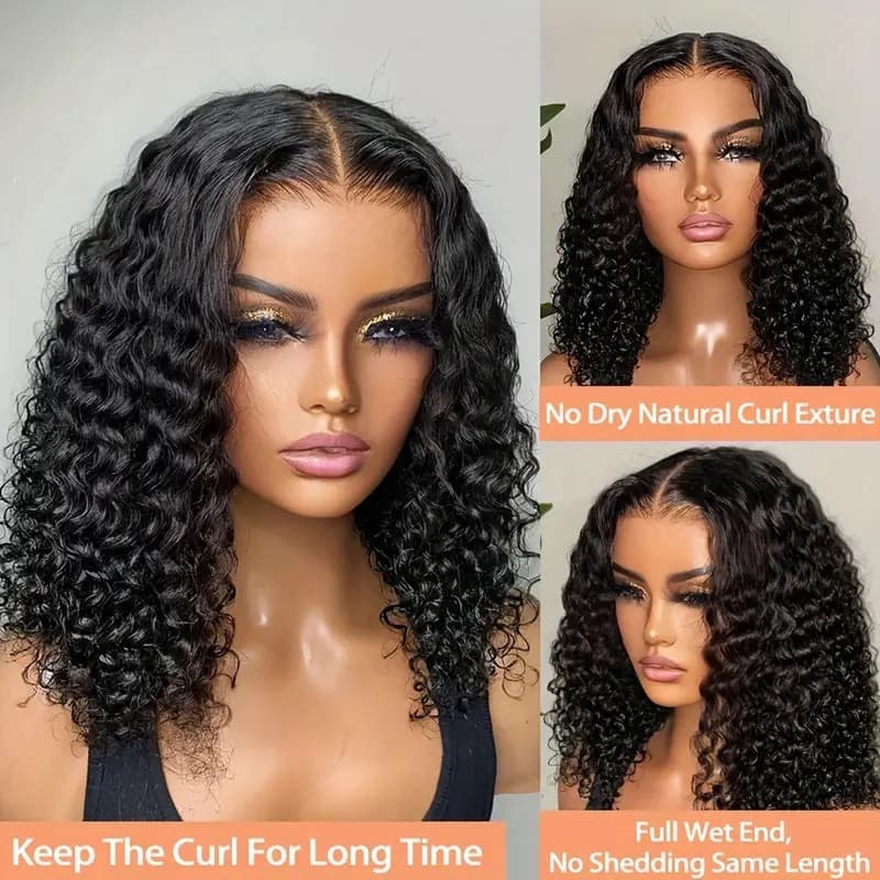 Wear and Go Glueless Bob 4X6 13X4 Lace Frontal Curly Headgear