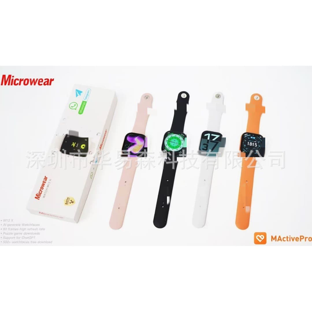 Microwear W12X Smart Watch HD Screen Sports WhatsApp+Telegram Message Reply