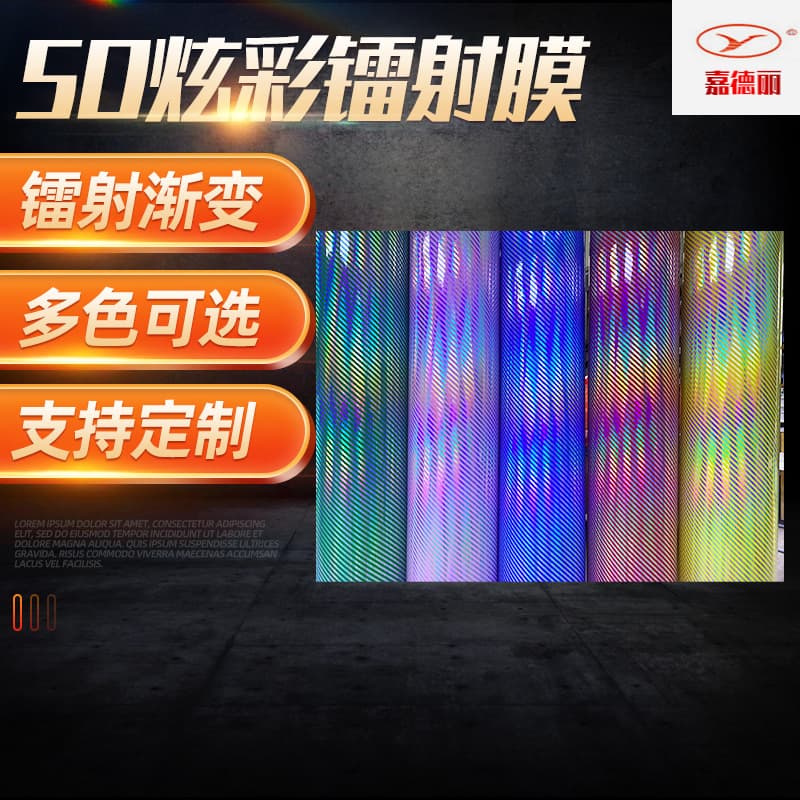 7-Color 5D Holographic Carbon Fiber Film, Adhesive-Free Car Color Change Laser Film, Window Sticker, Color Gradient Film