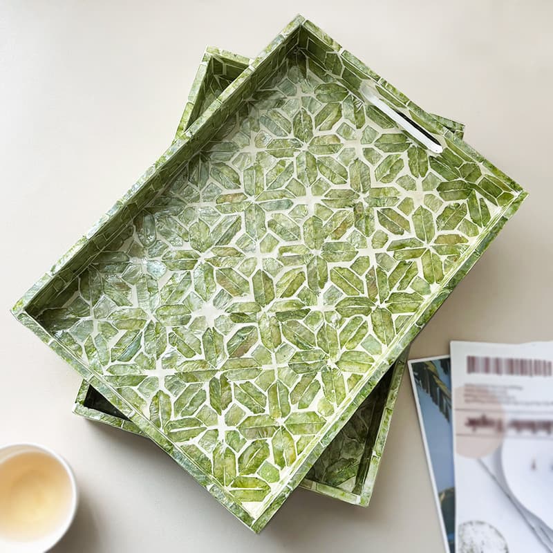 Shell tray home living room rectangular tea tray tea cup tea set storage tray light luxury cosmetics tray hotel