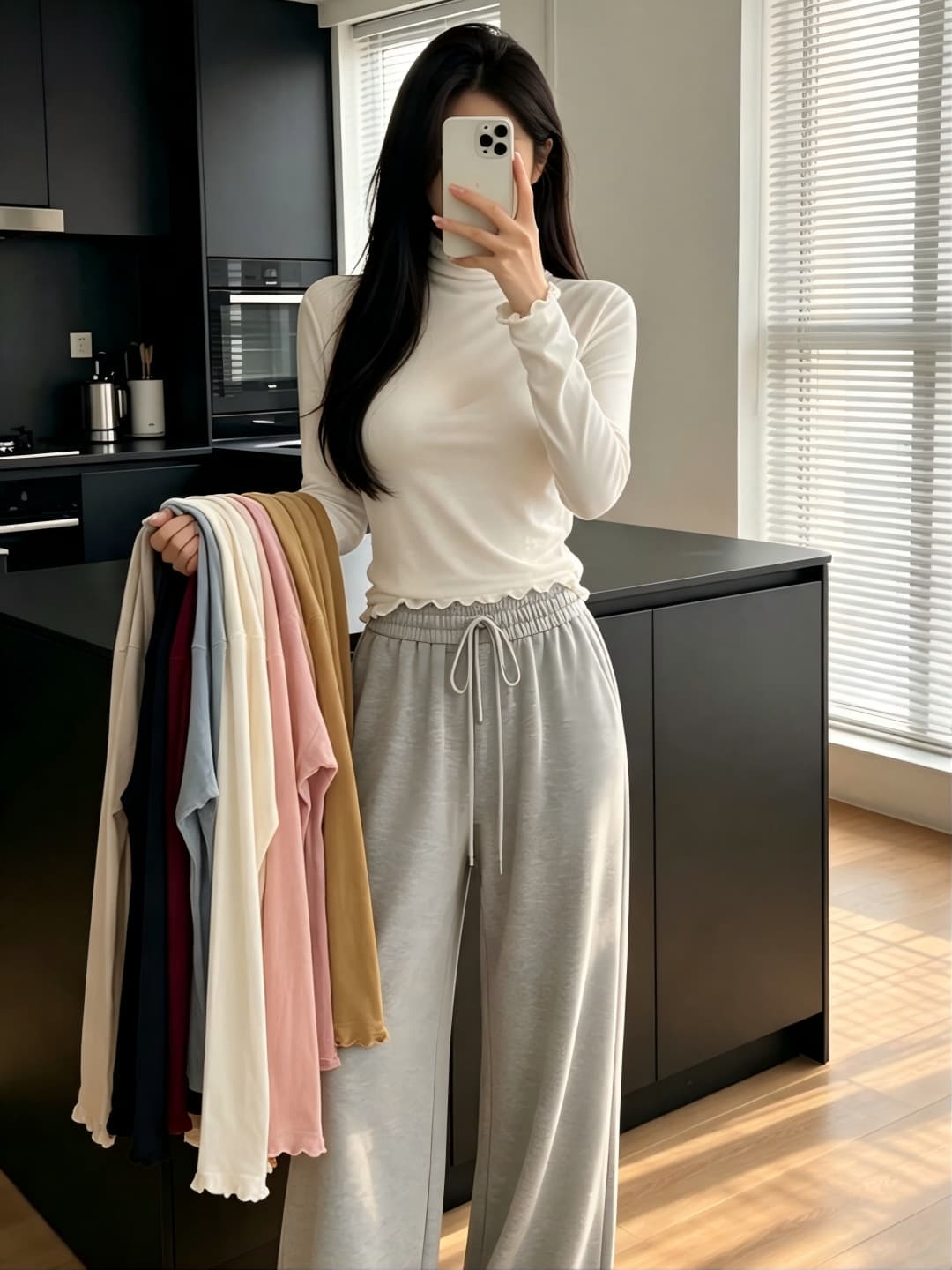 Women's Autumn/Winter New Style Korean Version Sexy Fitted T-Shirt Slimming Solid Color Inner Layer Polo/Turtle Neck Top