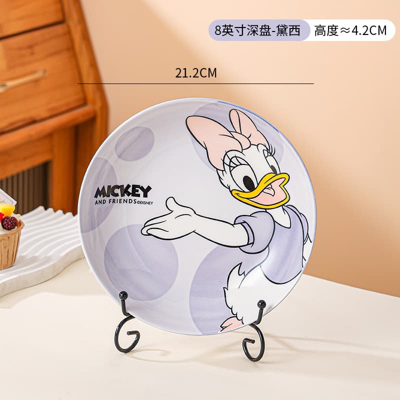 Starry Mickey Ceramic Plate Le You Round Plate Mickey Home Under-glaze Color Dish High-temperature Resistant Deep Plate In Stock