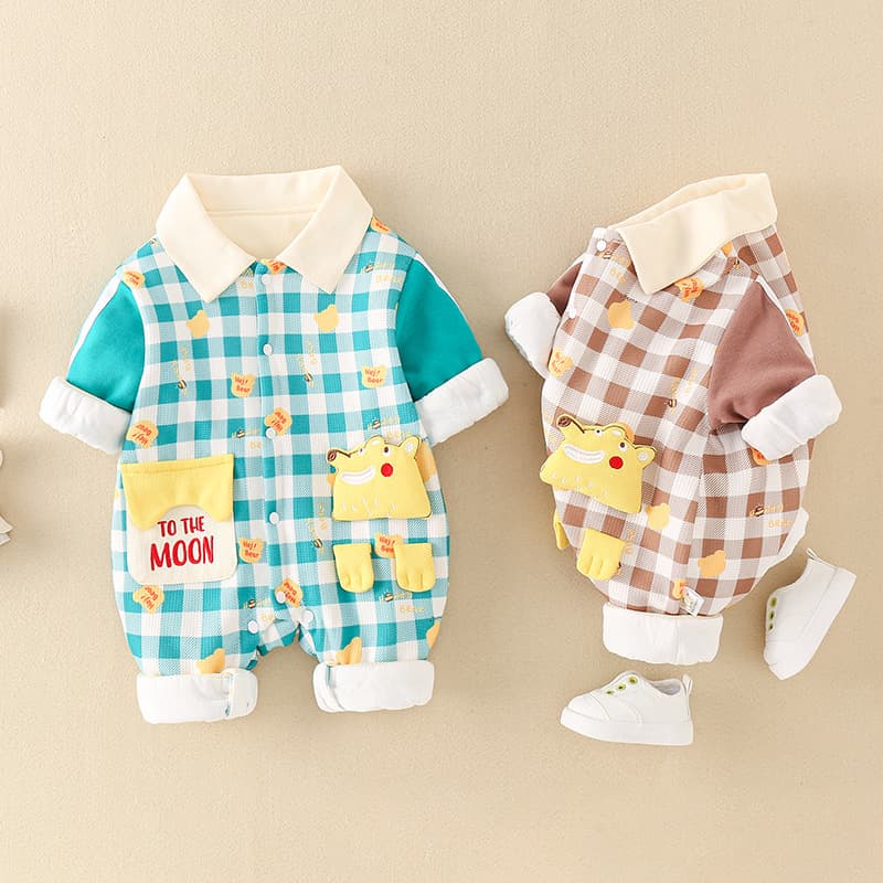 Yuyue Autumn Double-Layer Baby Romper Long-Sleeve Bodysuit for Newborns Cute Adorable Outwear Crawling Suit
