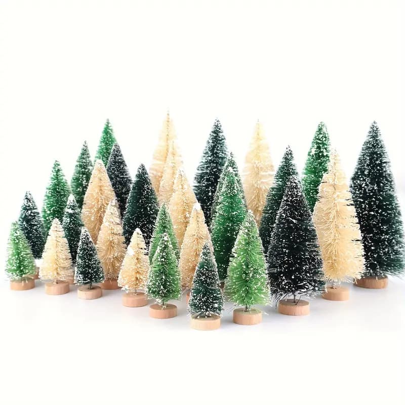 Multi-Size Sisal Christmas Tree Mini Snow-Dusted Tree Christmas Decoration Artificial Micro Landscape Small White Snow Pine Tree