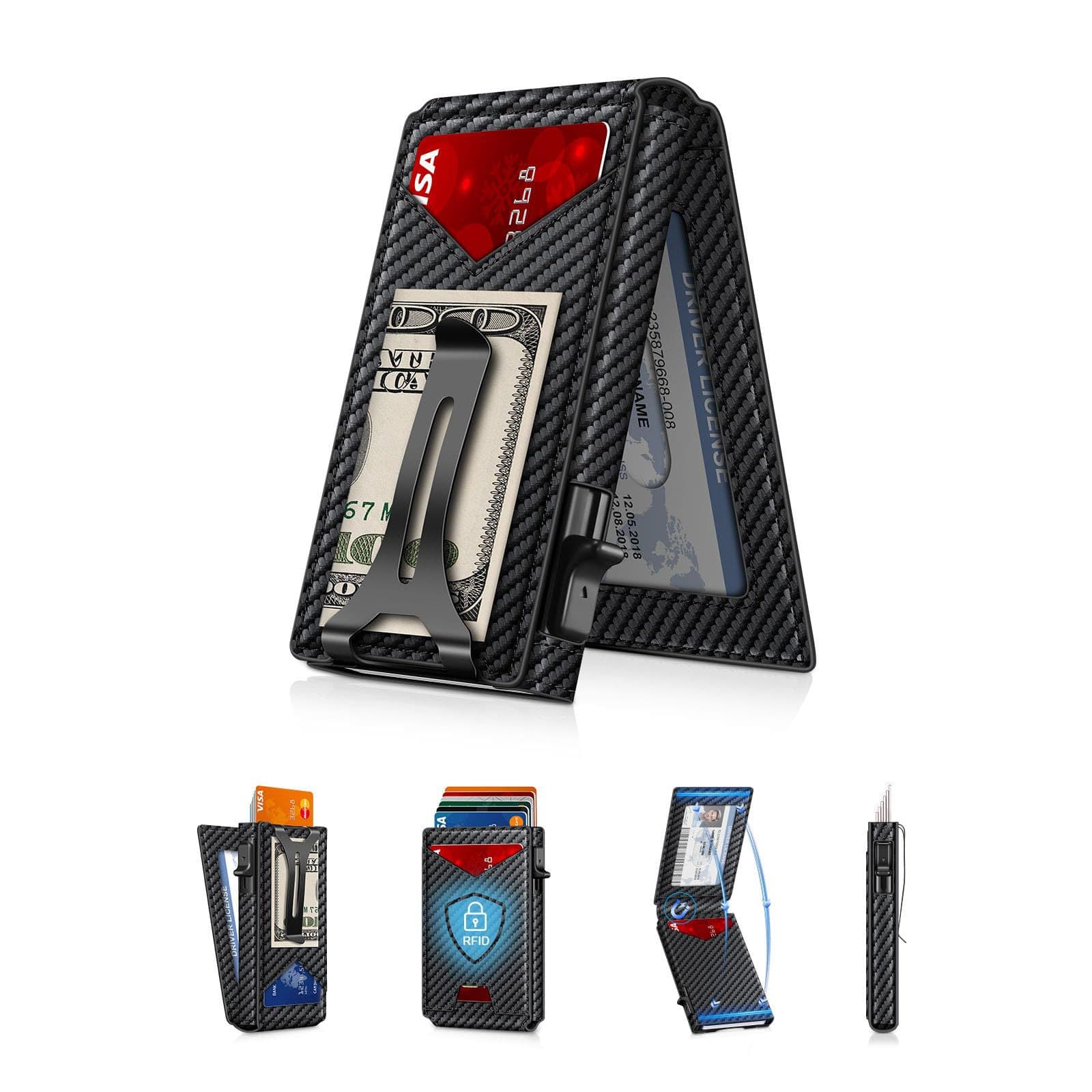 Amazon New Men's Bifold Wallet Flip Metal Card Case Money Clip RFID Blocking Multi-Function Men's Wallet