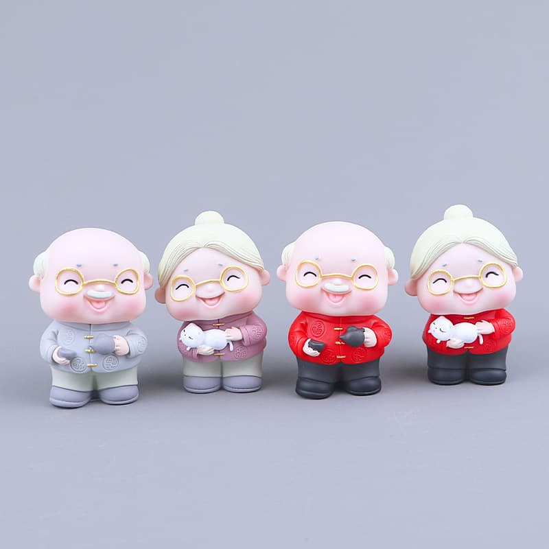Elderly Grandpa and Grandma Baking Birthday Cake Decoration Ornaments Birthday Man and Woman Birthday Celebration Old Man and Old Lady Wholesale