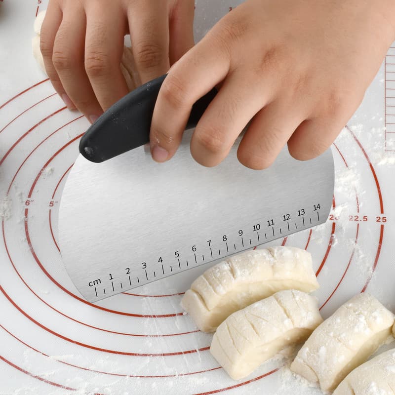 PP Handle Stainless Steel Dough Cutter Cream Scraper Nougat Cutter Half-Round Dough Slicer for Rice Rolls Baking Tool