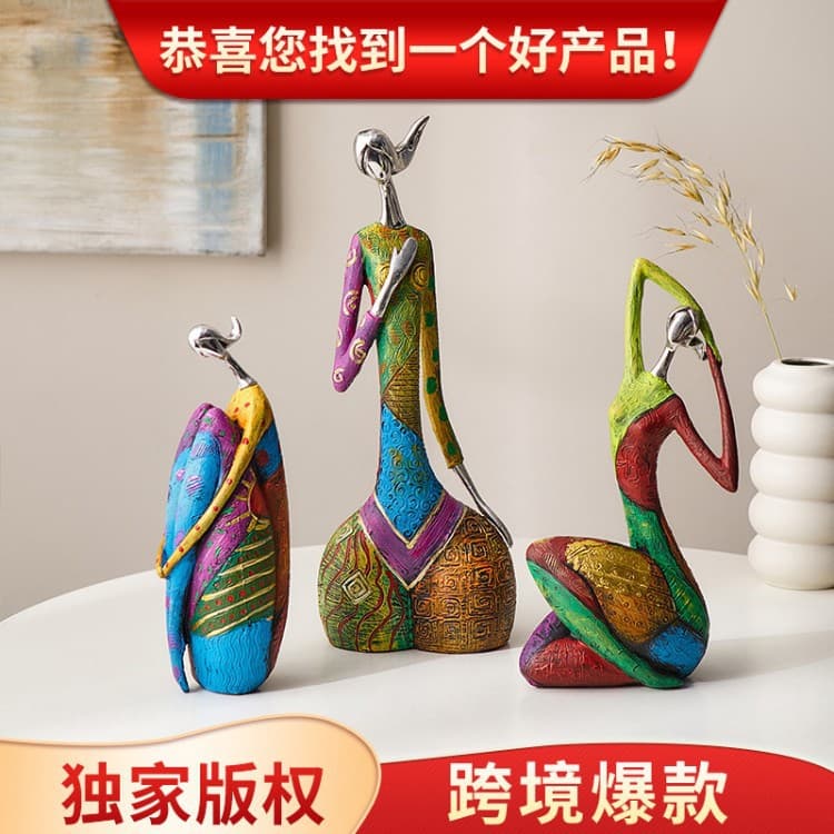 Creative Abstract Figure Decoration for Living Room TV Cabinet Office Art Yoga Sculpture Painting Woman
