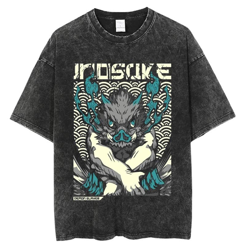 Vintage Washed T-Shirts Japan Manga Anime T Shirt for Men and Women
