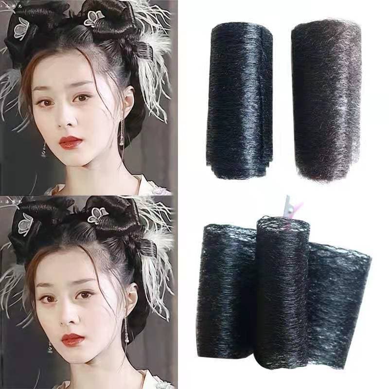 Factory Film and TV Studio Republic of China Vintage Wig Roll Ancient Costume Headdress Hair Roll Rubber Hair Piece Ancient Costume Curly Hair Seaweed Roll