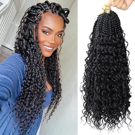 Cross-border European and American synthetic hair Box Braids Bohemian Curly Three-strand Braids Crochet Braids