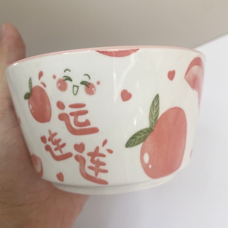 Four Fruit Bowl Rice Bowls Ceramic Dining Bowls Home New High Appearance Internet Celebrity Under-glaze Color Microwave Safe