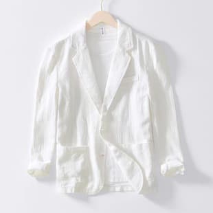 Cross-border Men's Fashion Amazon Bestseller Casual Blazer Single-Layer Jacket Solid Color Cotton Linen Casual Stylish Men's Top
