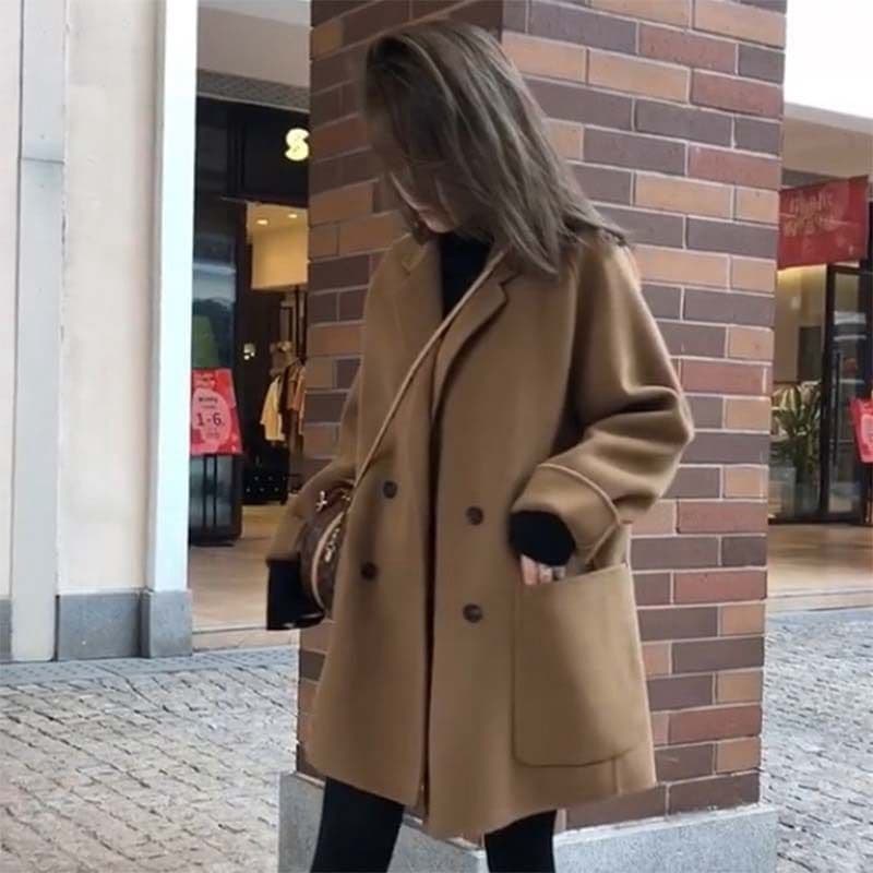 2025 New Wool Trench Coat Women's Autumn/Winter New Loose Casual Petite Versatile Wool Coat