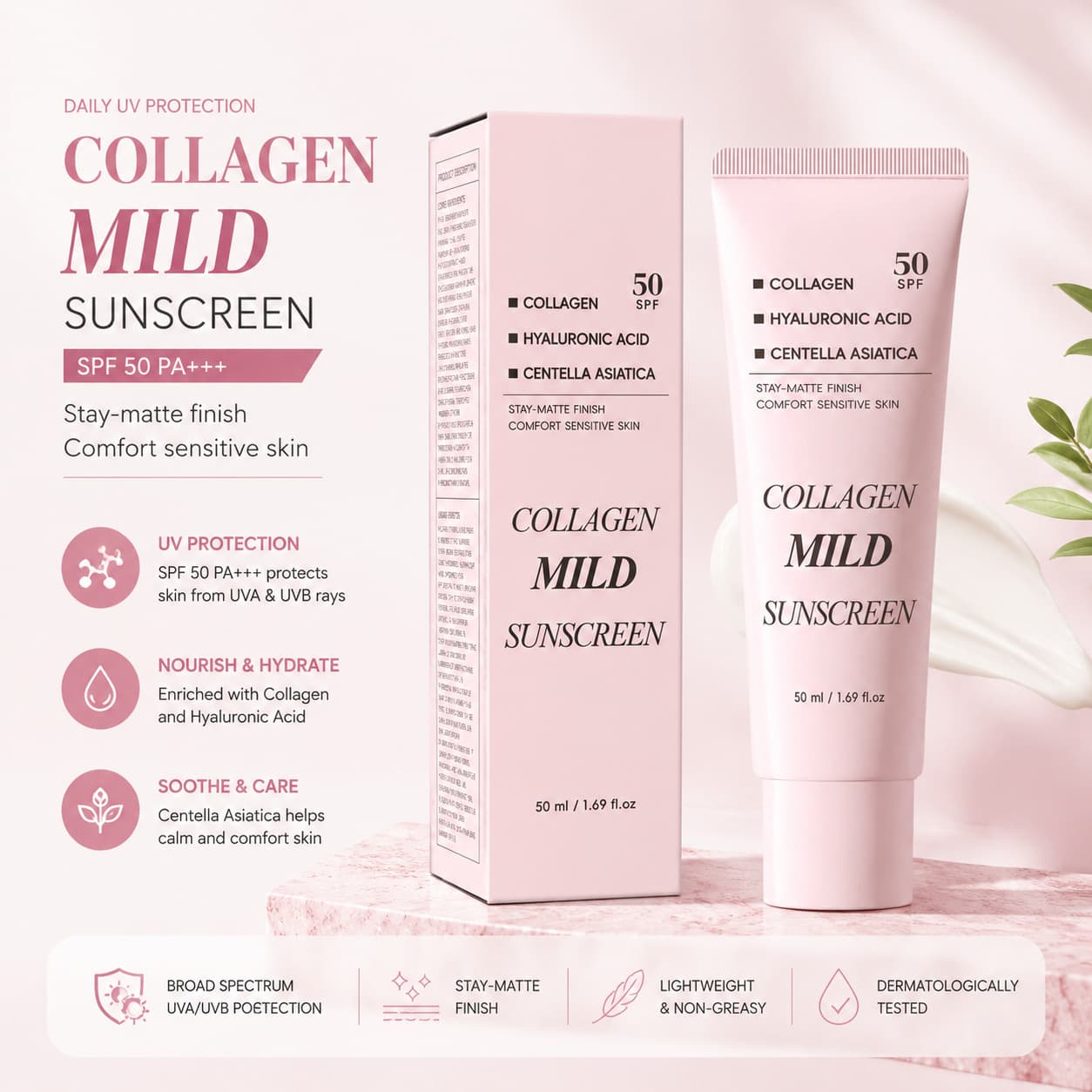 Cross-border best-selling Gentle Collagen Sunscreen Collagen Protective Cream is light and breathable for skin