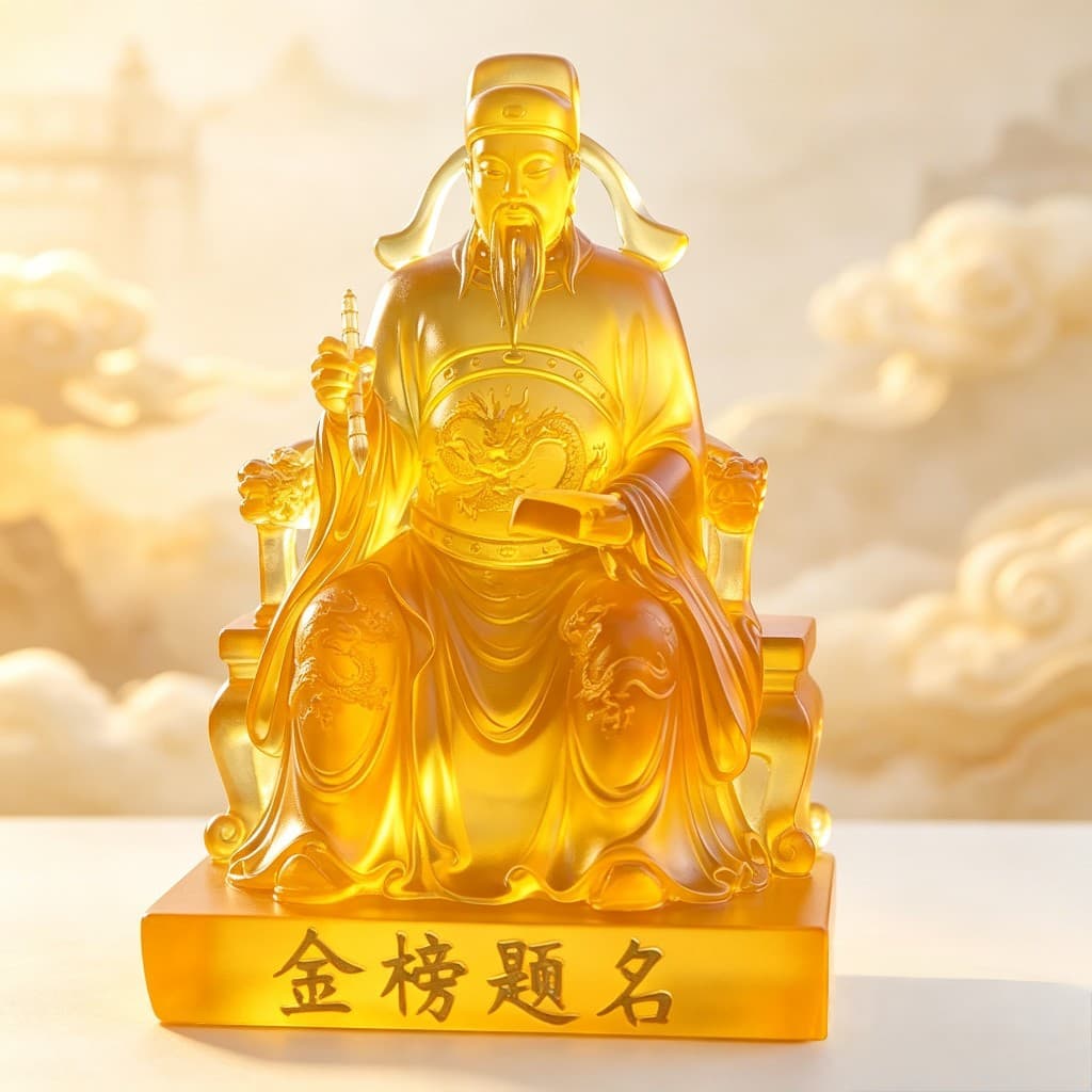 Factory direct sales water glazed Wenchang emperor statue home temple entrance ornaments wholesale