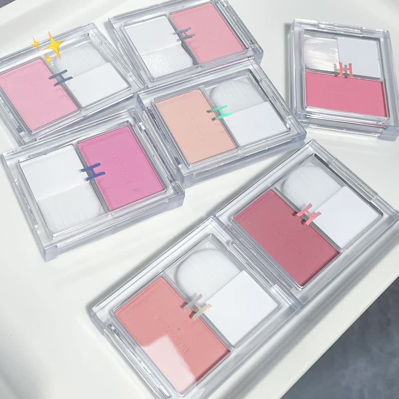 HERORANGE Monochrome Blush Palette Korean Style Natural Brightening Youthful Contouring Non-Fading Powder with Brush