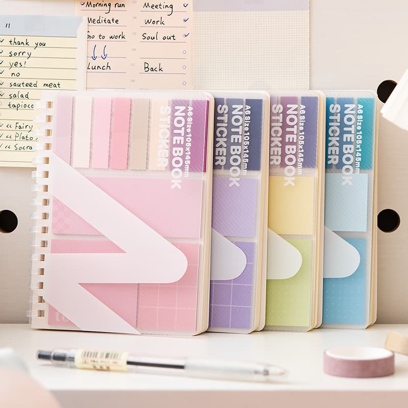 Cross-border A6 Multi-function Sticky Notes Student Expansion Sticky Notepad Ins-style Notebook Combo Set