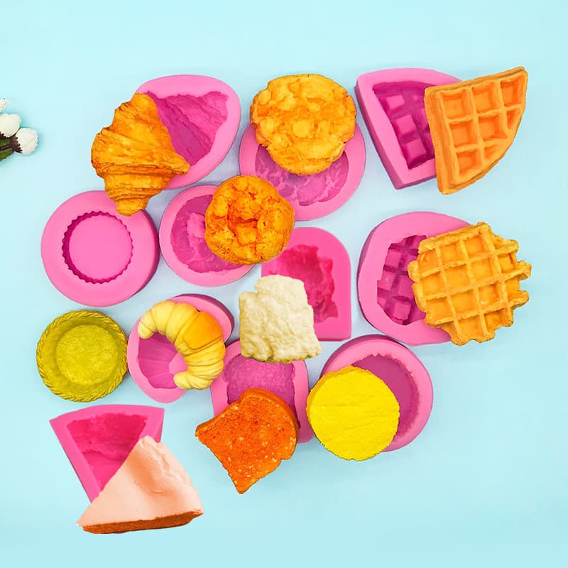 DIY waffle silicone mold croissant biscuit fondant cake bread aromatherapy candle glue pinch mold