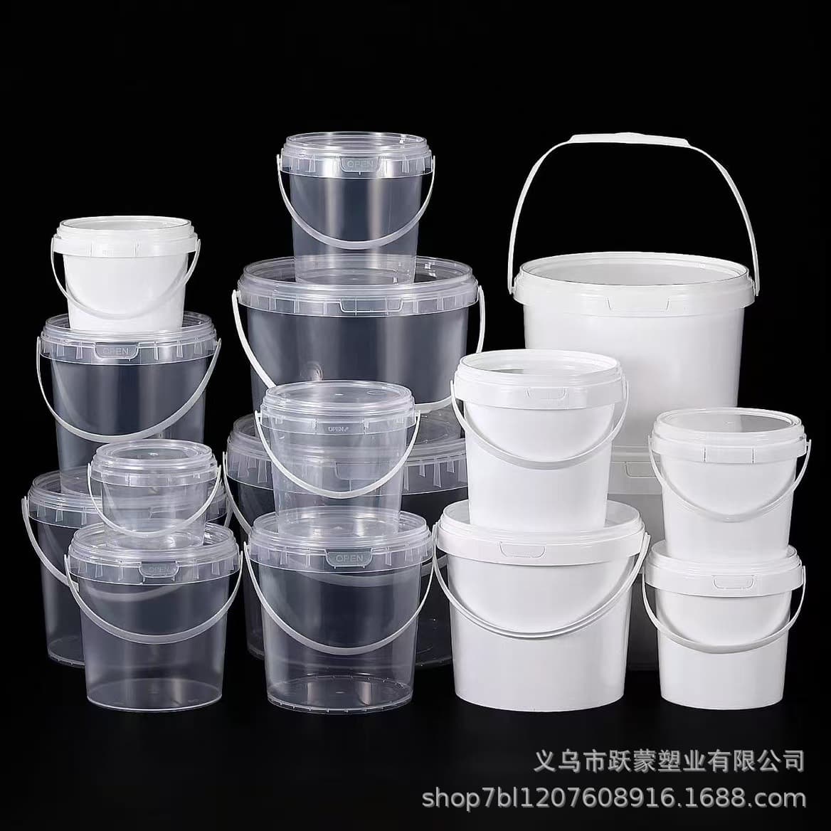 Food-Grade Plastic Bucket, Thickened Transparent Handled Takeaway Bucket for Fruit, Taro, Pudding, Sauce Sealed Delivery Bucket