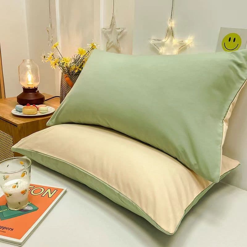 Solid color pillowcase pair, washed cotton soft core, Japanese style thickened pillowcase, single dormitory pillowcase, Muji style 1