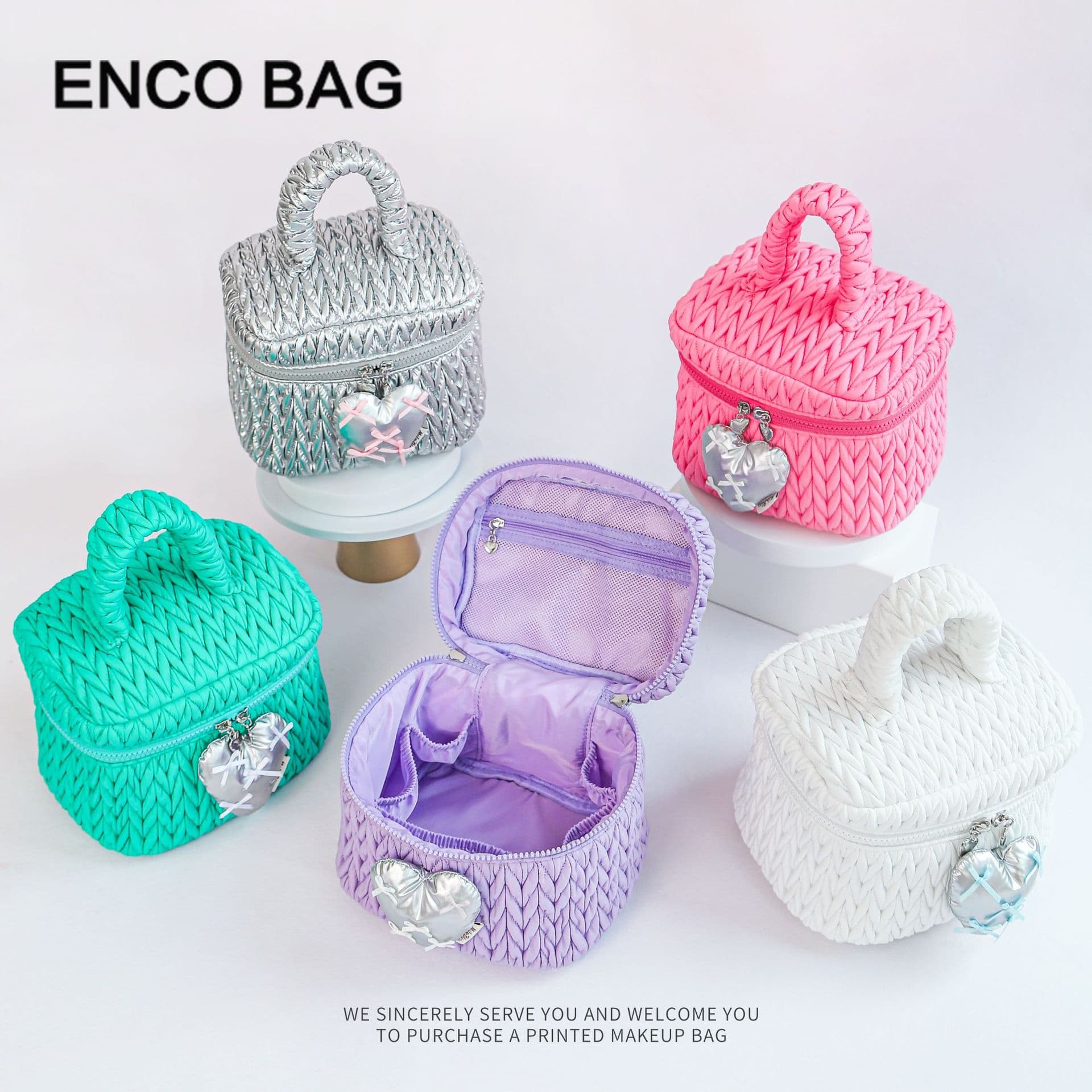 Makeup Bag Ins Style Niche Design Women's Bag New Cosmetic Cute Heart Handbag Storage Large Capacity Miu