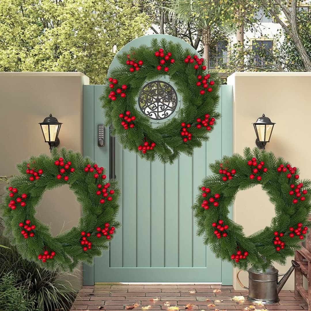 Cross-border Christmas Fat Pine Ring Knox Pine Needle Simulation Christmas Flower Festival Holiday Door Hanging New Christmas