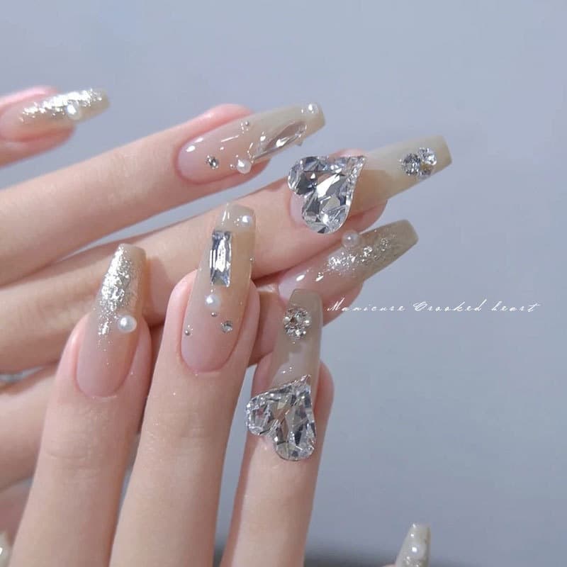 K9 Internet Celebrity Nail Rhinestones Super Sparkle Transparent White Pointed Bottom Crystal Love Fat Square Nail Decorations Large Irregular Diamond Wholesale