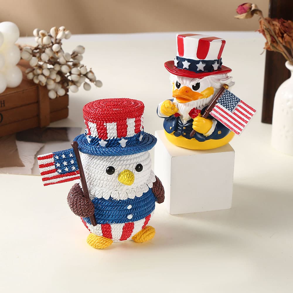 Cross-border Patriotic Uncle Duck Figurine Patriotic Crochet Eagle Flag Ornament Desktop Decoration