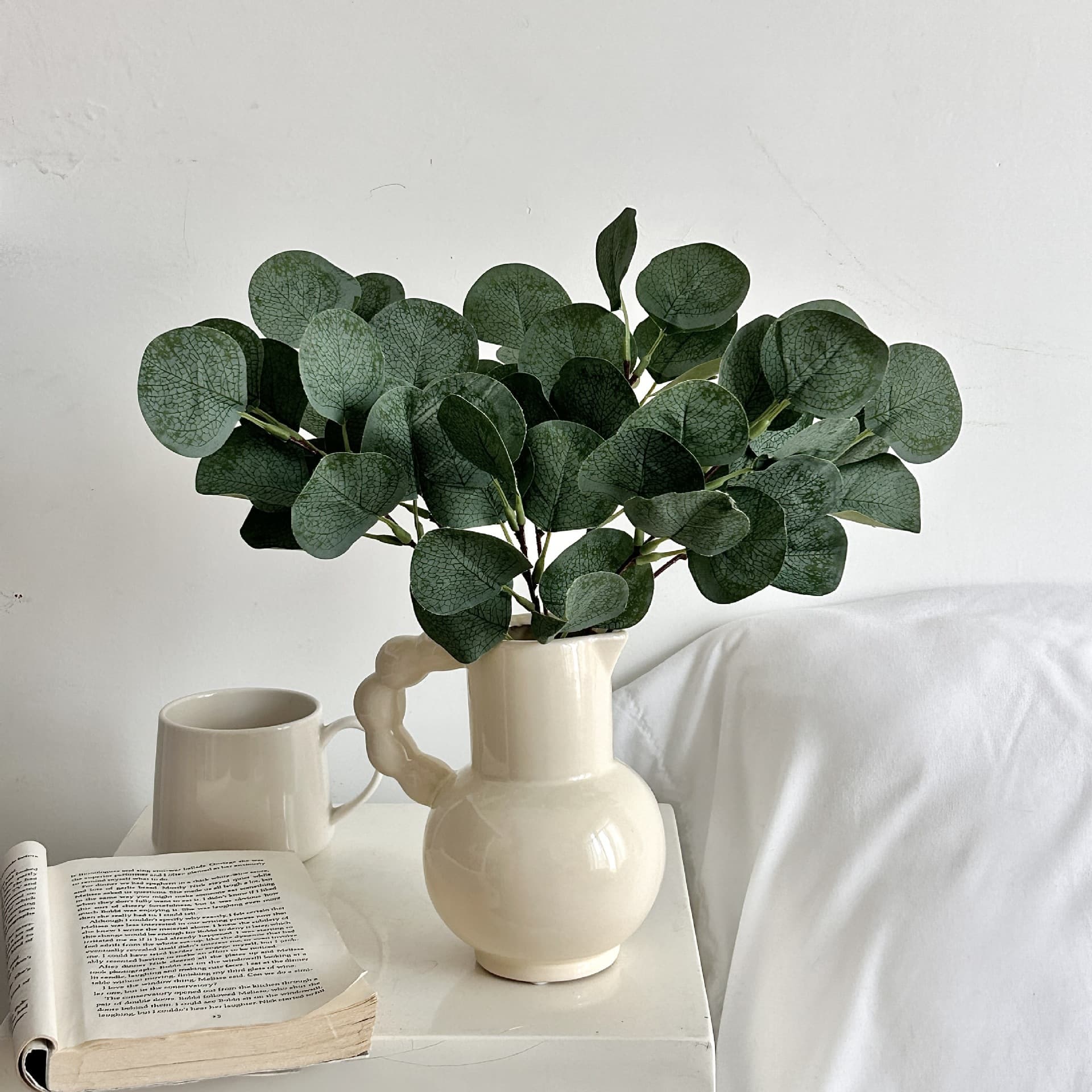 Artificial Eucalyptus with Berries Faux Plant Fake Flowers Money Leaf Green Home Decoration Greenery Arrangement