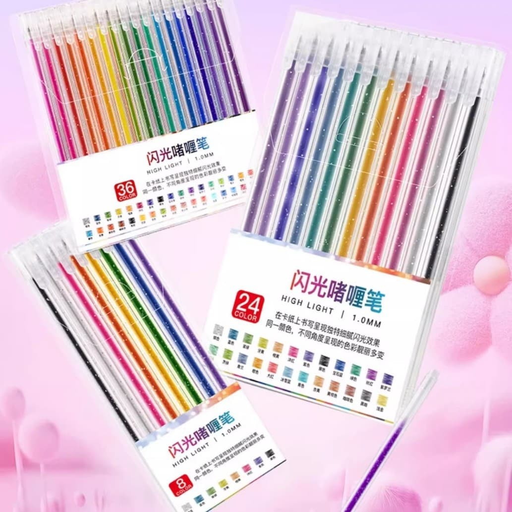 Metallic glitter gel pen, shiny highlight pen, gel pen for children, color-changing star glitter pen