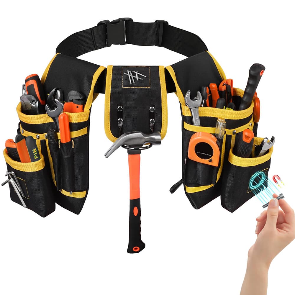 Magnetic Tool Belt with Multiple Pockets, Adjustable Tool Organizer, Multi-Function Repair Tool Pouch