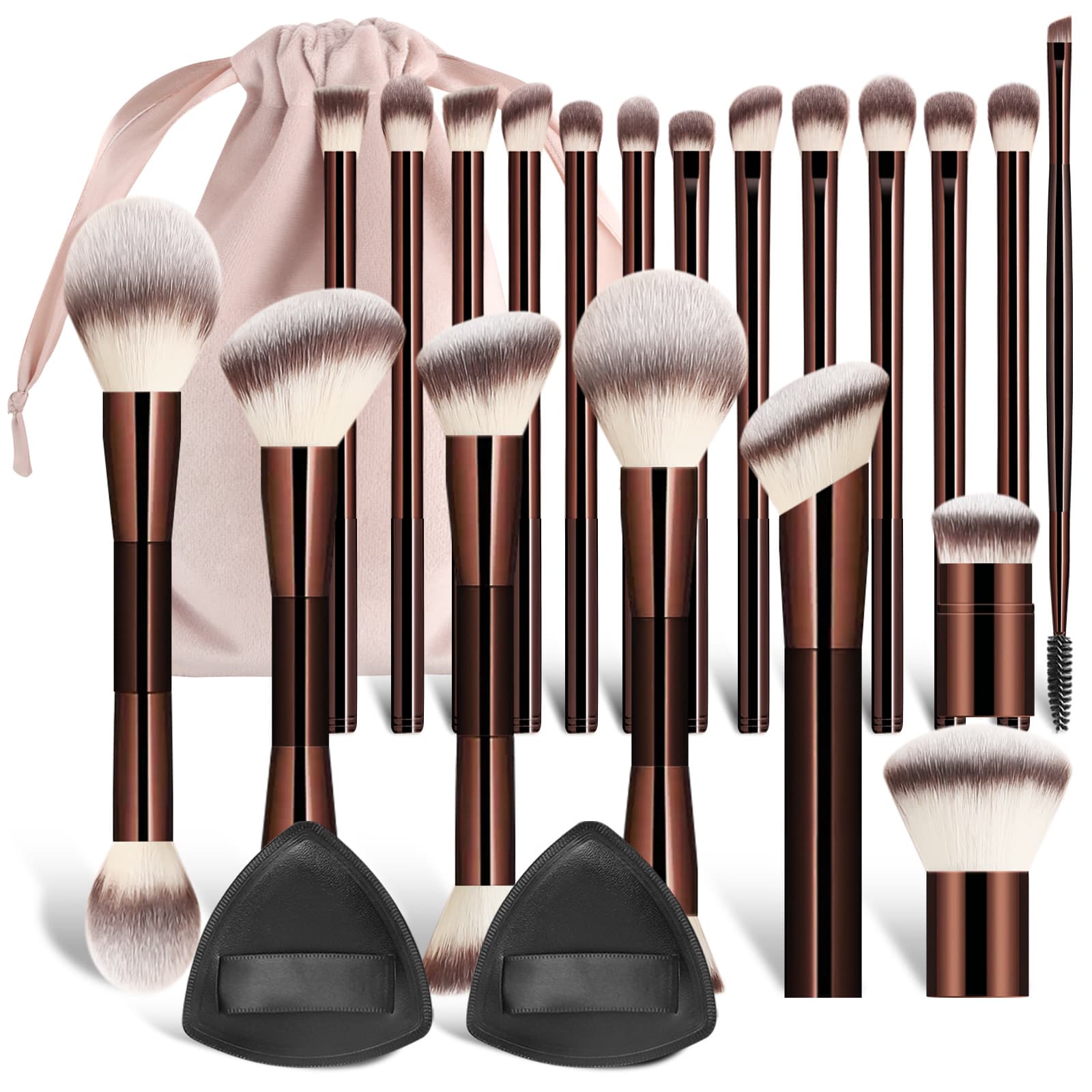 Nongying 20-Piece Makeup Brush Tool Set with Makeup Brush and Puff Storage Bag, Foundation Brush, Blush Brush, Eye Shadow Brush