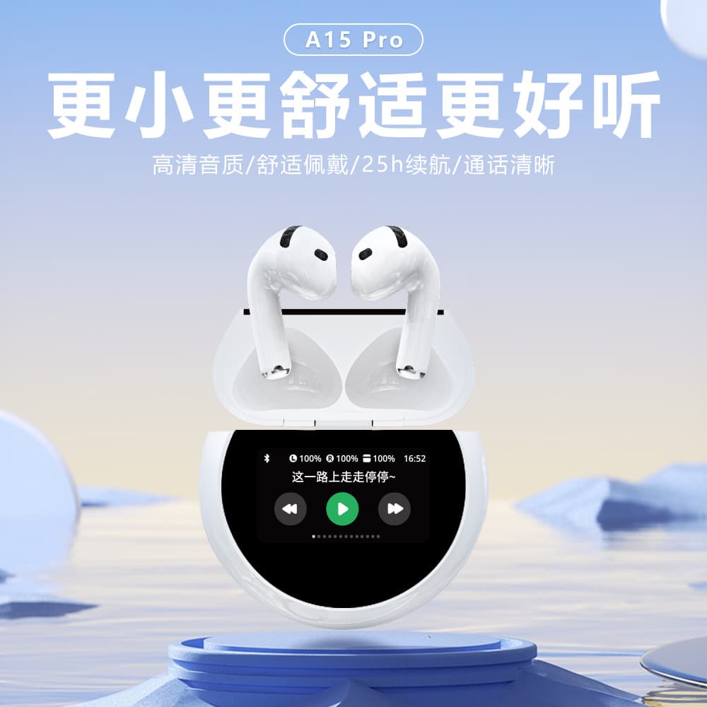2025 New Private Mold A15pro Color Screen Bluetooth Earbuds E11 ANC+ENC Dual Noise Cancelling Wireless Bluetooth Earbuds