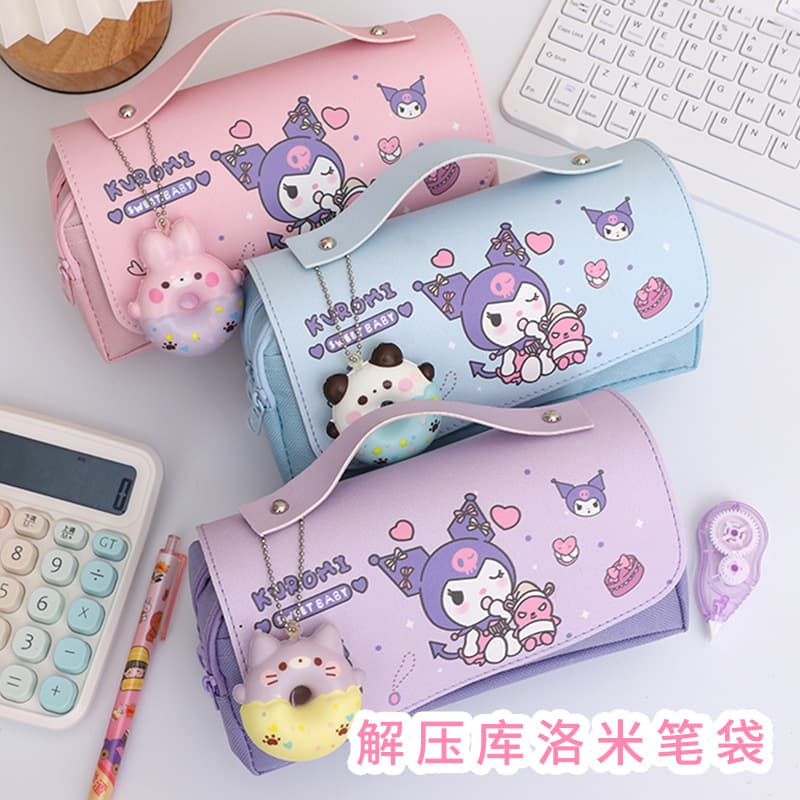 Unzip pencil bag Kuromi high-looking large-capacity stationery bag stationery box cosmetic bag new simple Japanese girl