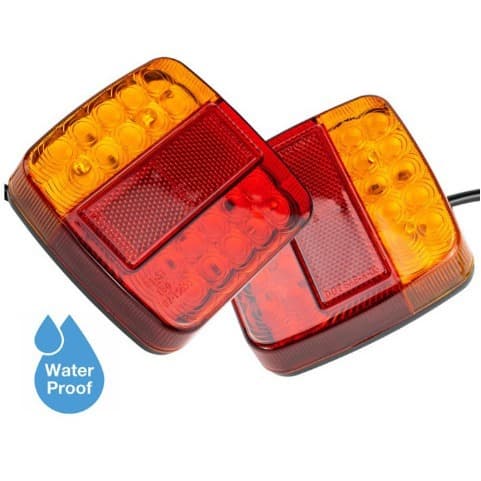 Transparent Shell / Red and Yellow Shell Rounded Square Trailer 20LED Tail Light Truck Brake Light Signal Light