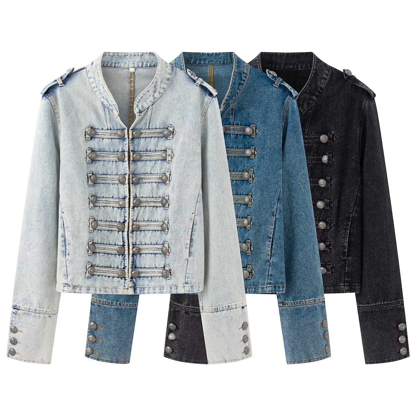 Cross-border AliExpress popular 2026 spring new fashion retro palace style buttoned decorative denim jacket