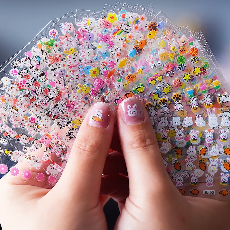 Children's Cartoon Nail Stickers, Princess Baby Nail Art Decals, Kids Toy Bunny Self-Adhesive Nail Stickers Printing