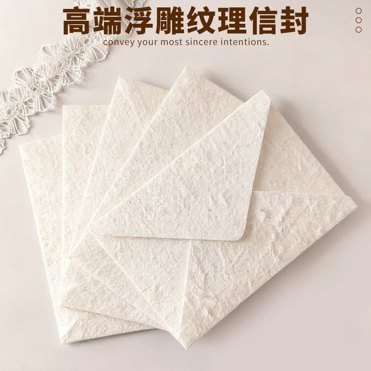 Cross-border High-end Embossed Texture Envelope Vintage Handmade Cotton Paper Wedding Invitation Business Invitation Handwritten