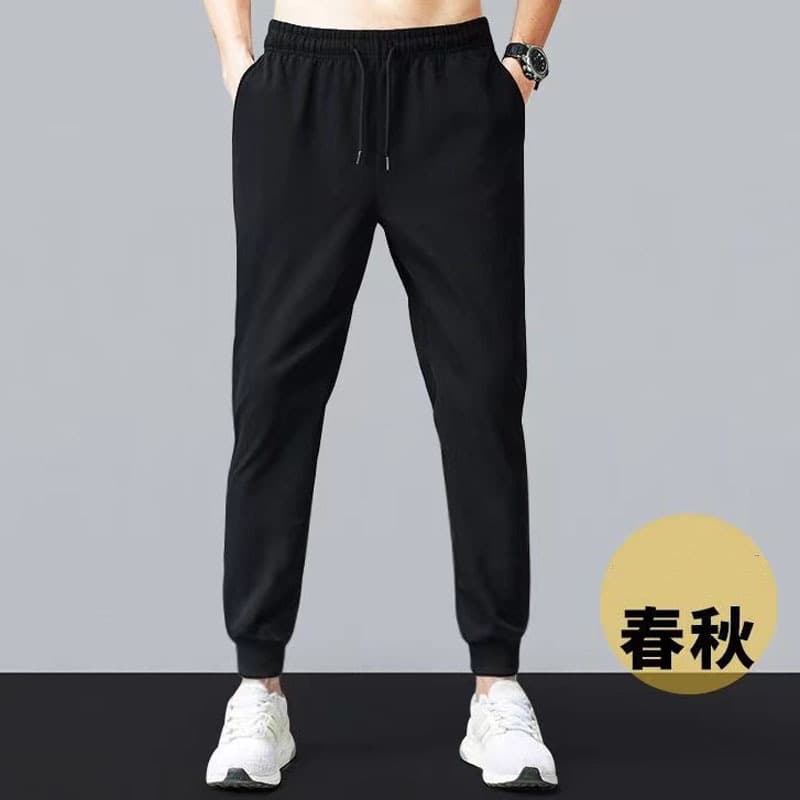 Spring and Autumn Cotton Knit Jogger Pants for Men, Elastic Waist Casual Tapered Pants, Stretch Sports Long Pants, Drop Shipping
