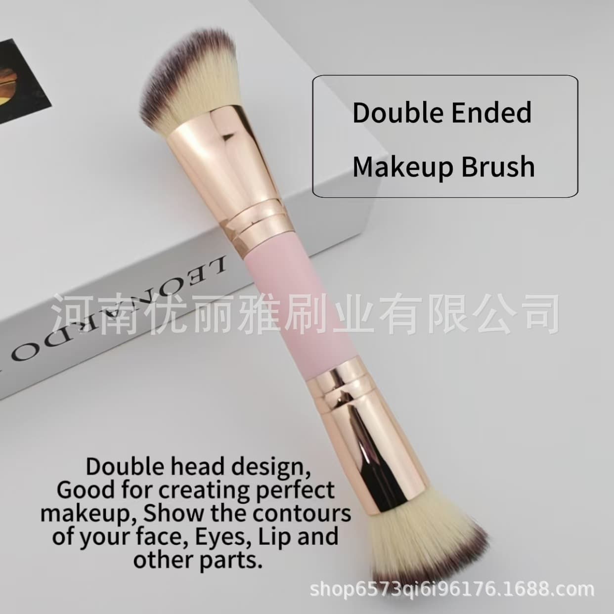 Dual-Ended Foundation Blush Brush Single Piece Three-Color Soft Bristle Makeup Tool Contour Brush Powder Brush Makeup Brush New Cross-Border