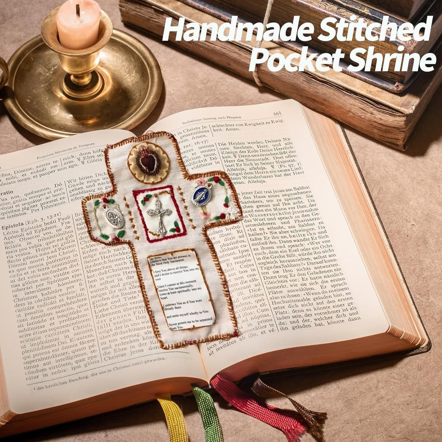 Cross-border Pocket Shrine with Silver Cross Included Inside Prayer Pocket
