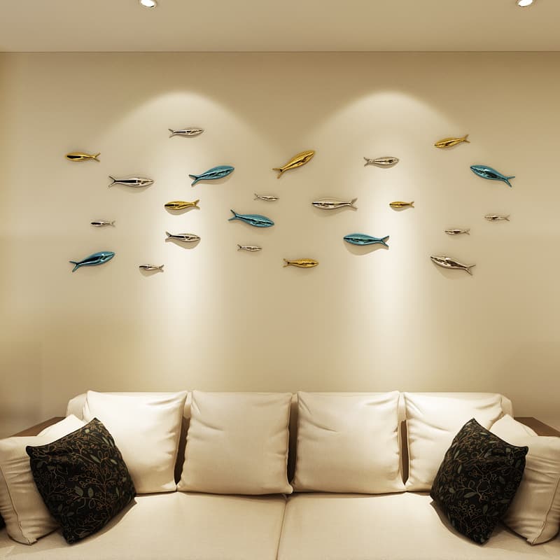 Modern stylish wall-mounted small shark decoration for living room sofa background wall, dining room, hotel showroom