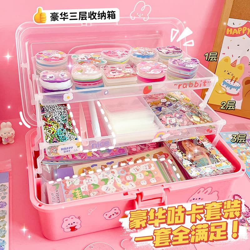 Full Set of Sticker Collection for Girls with Cream Glue, DIY Craft Materials for Scrapbooking