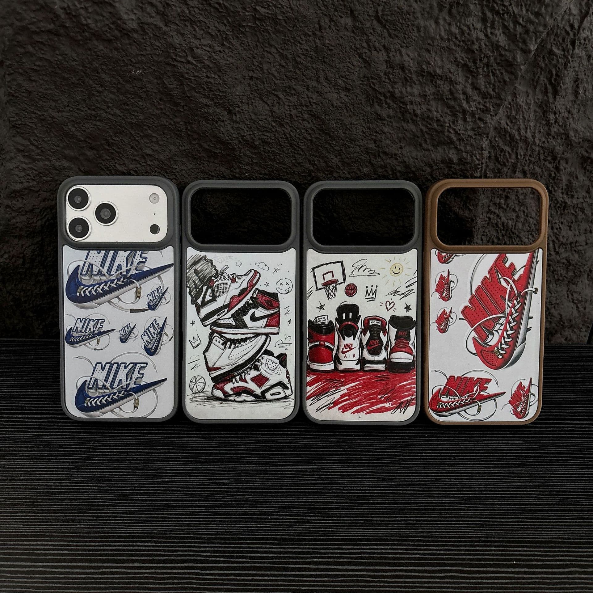 Trendy brand Nike hook sneakers suitable for iPhone17Promax mobile phone case creative graffiti 15pro personality 13
